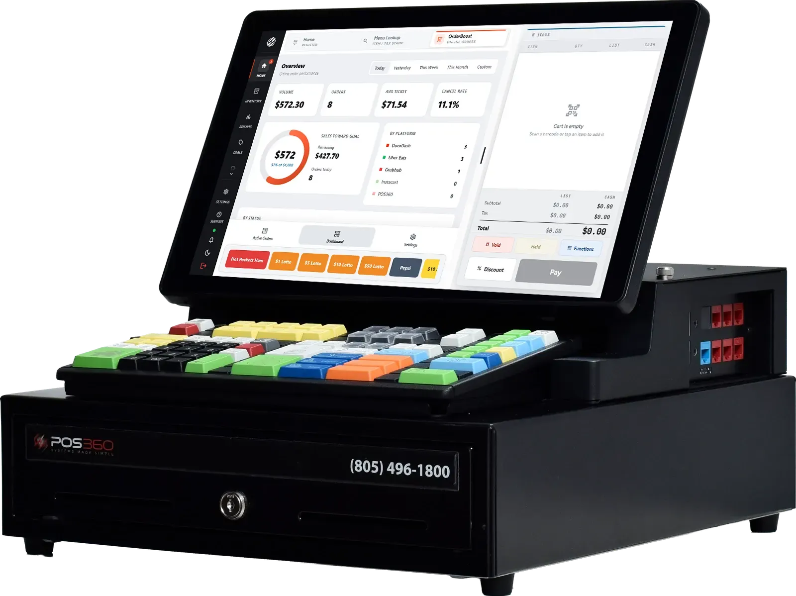 POS360 360 Pro register showing the OrderBoost orders feed